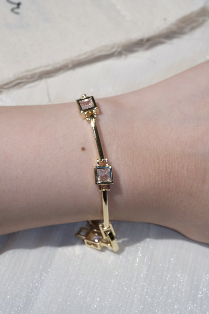Square CZ Bar Bracelet — Gold