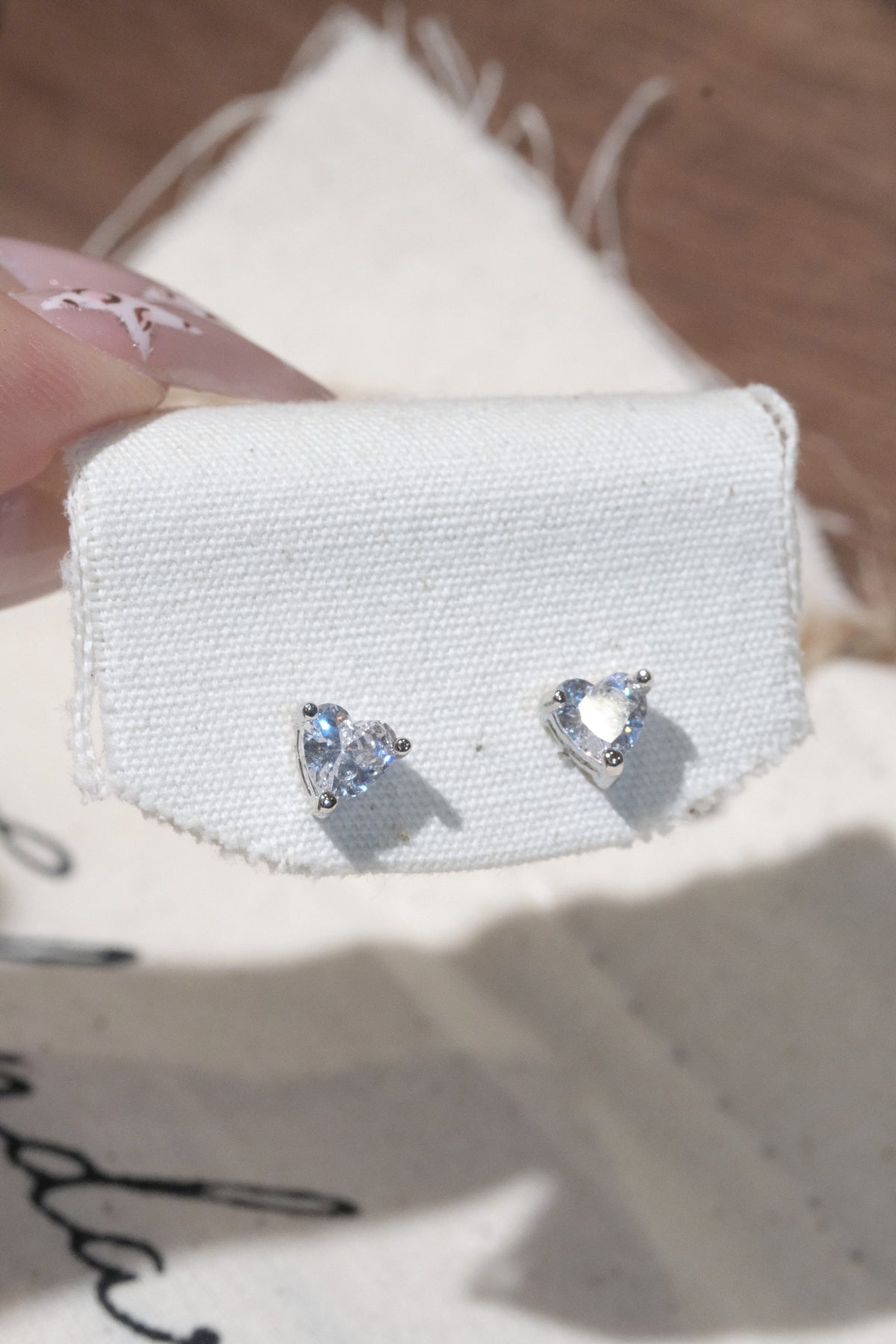Heart CZ Stud Earrings — Silver