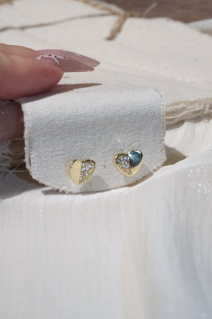 Heart CZ Stud Earrings — Gold