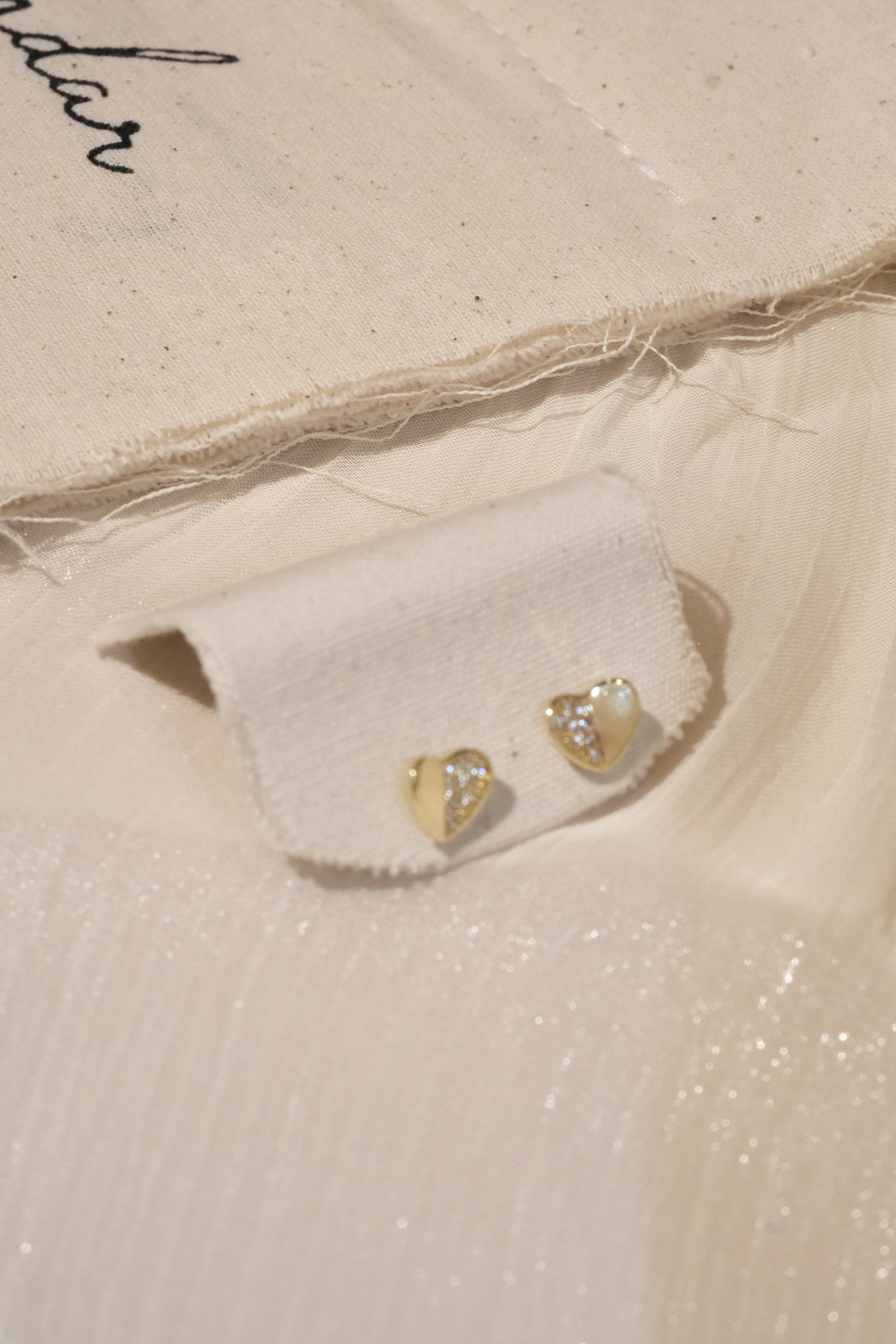 Heart CZ Stud Earrings — Gold