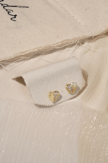 Heart CZ Stud Earrings — Gold