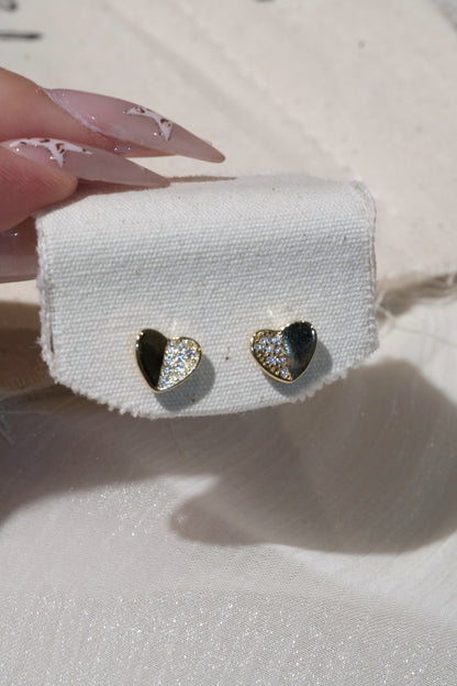 Heart CZ Stud Earrings — Gold