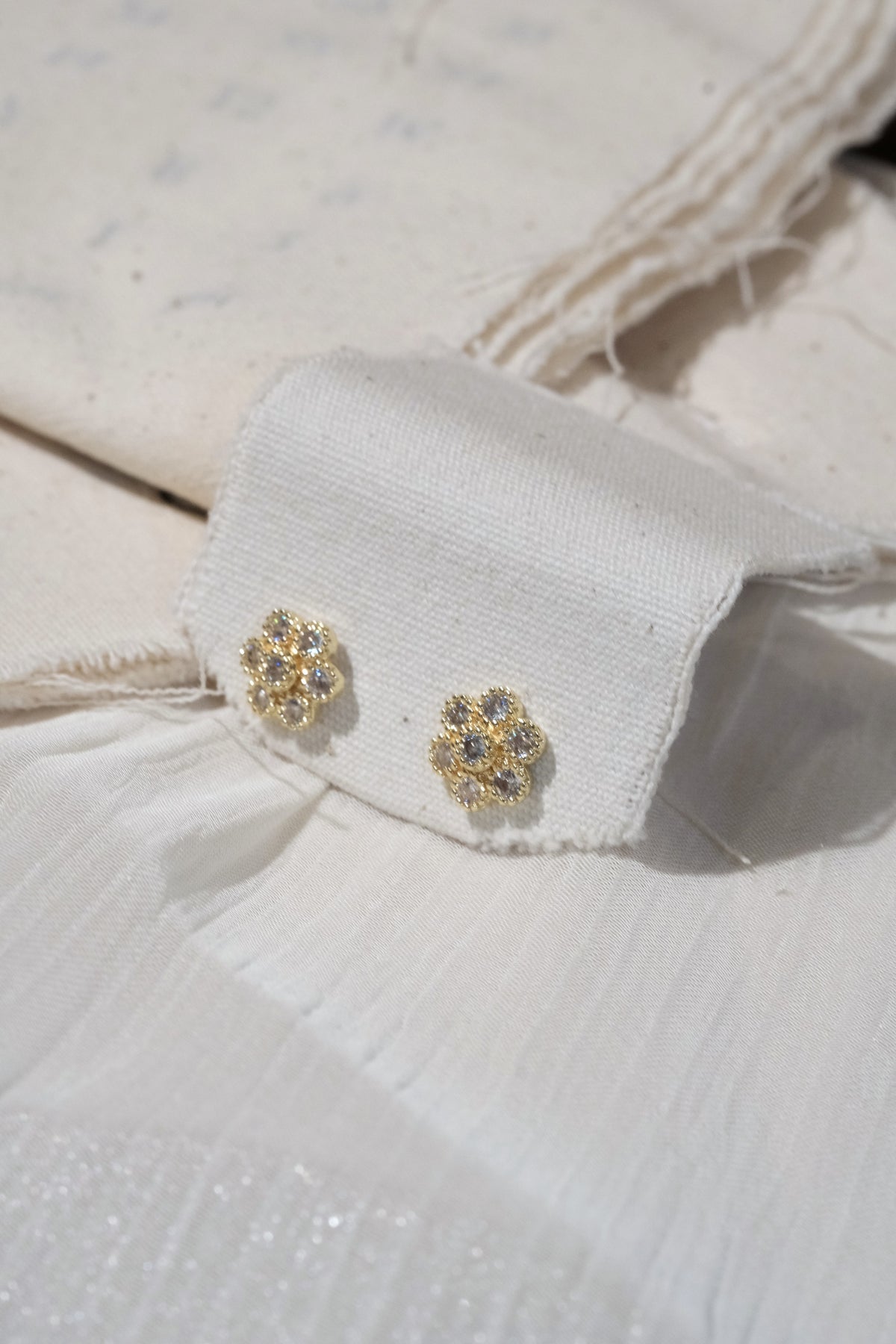 Flower Cluster Stud Earrings — Gold