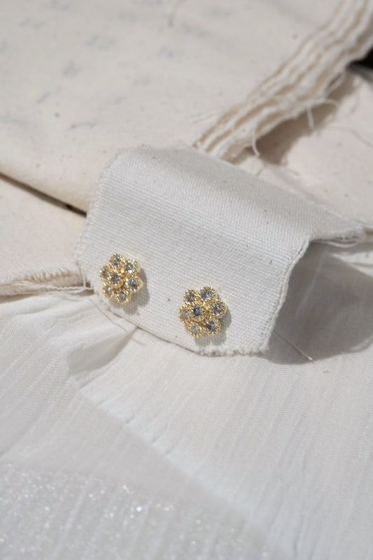 Flower Cluster Stud Earrings — Gold