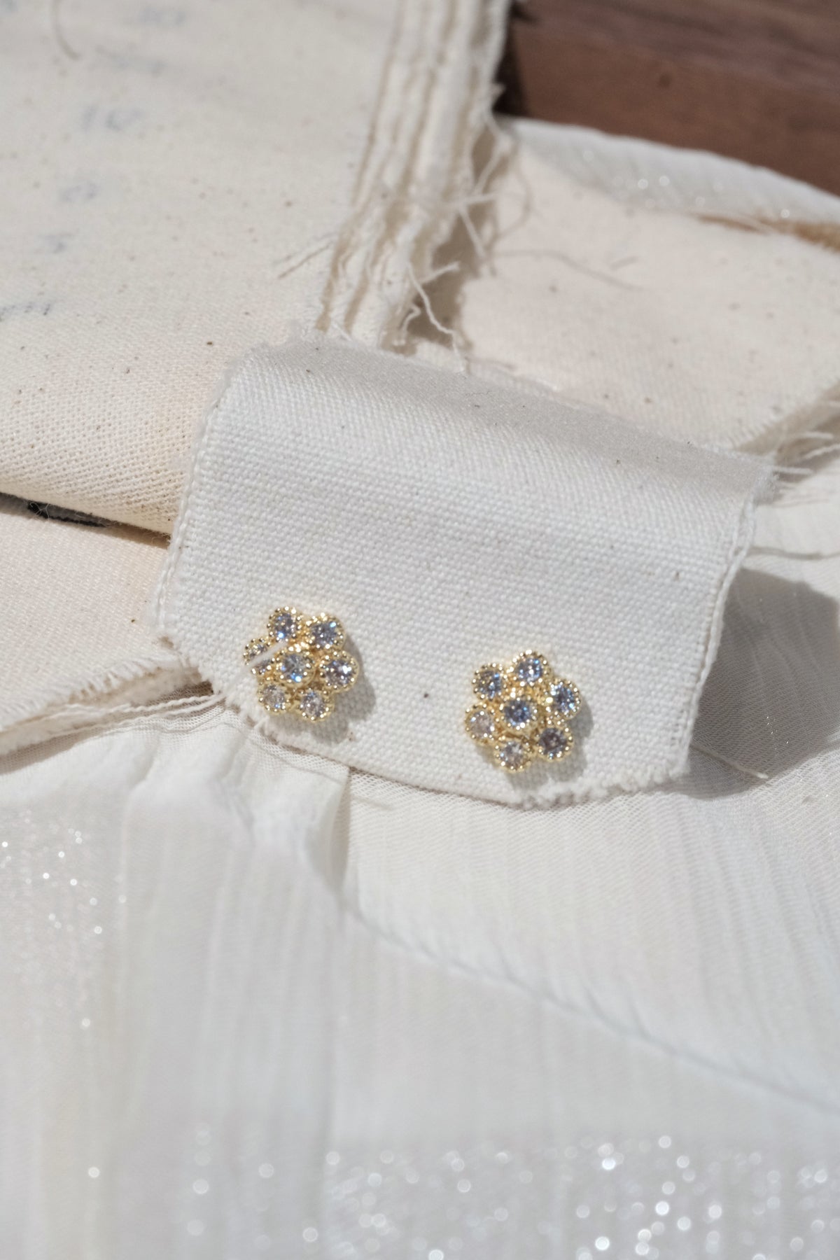 Flower Cluster Stud Earrings — Gold