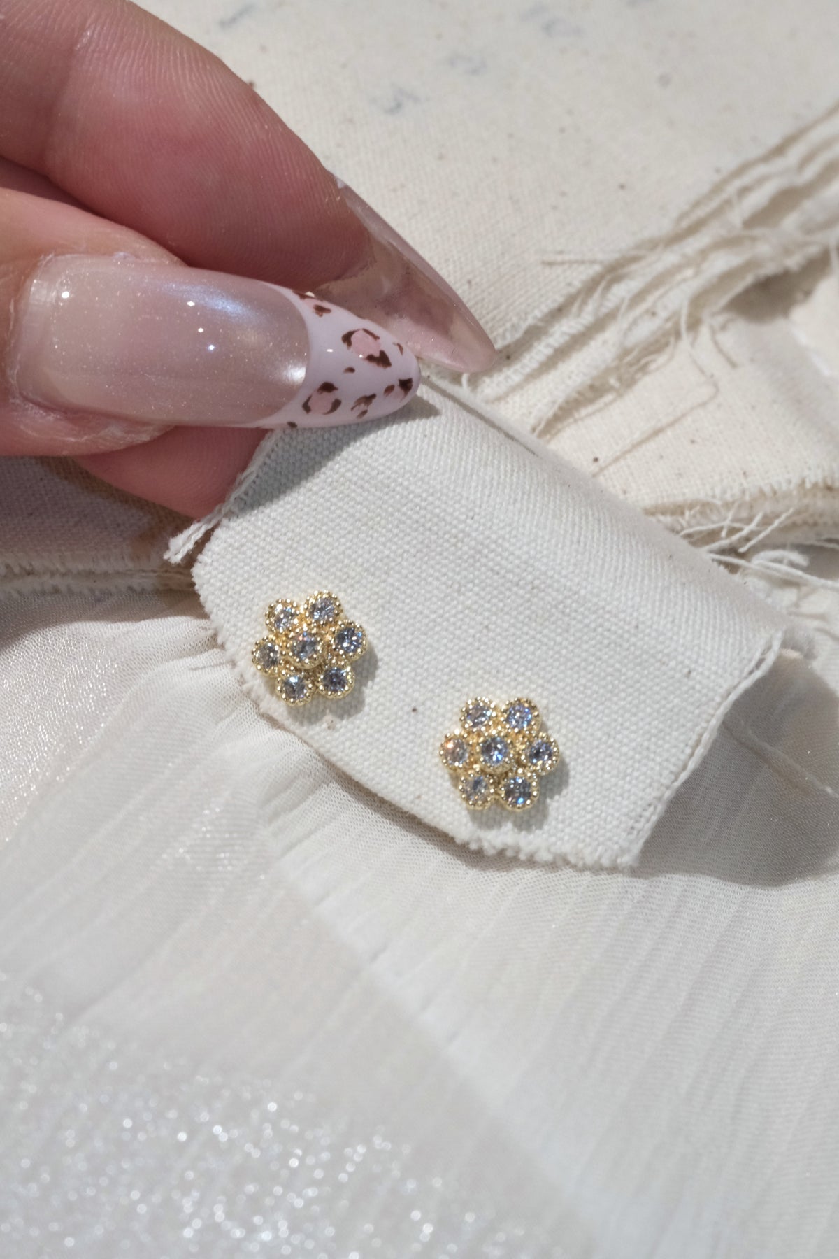 Flower Cluster Stud Earrings — Gold
