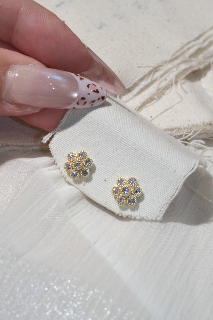 Flower Cluster Stud Earrings — Gold