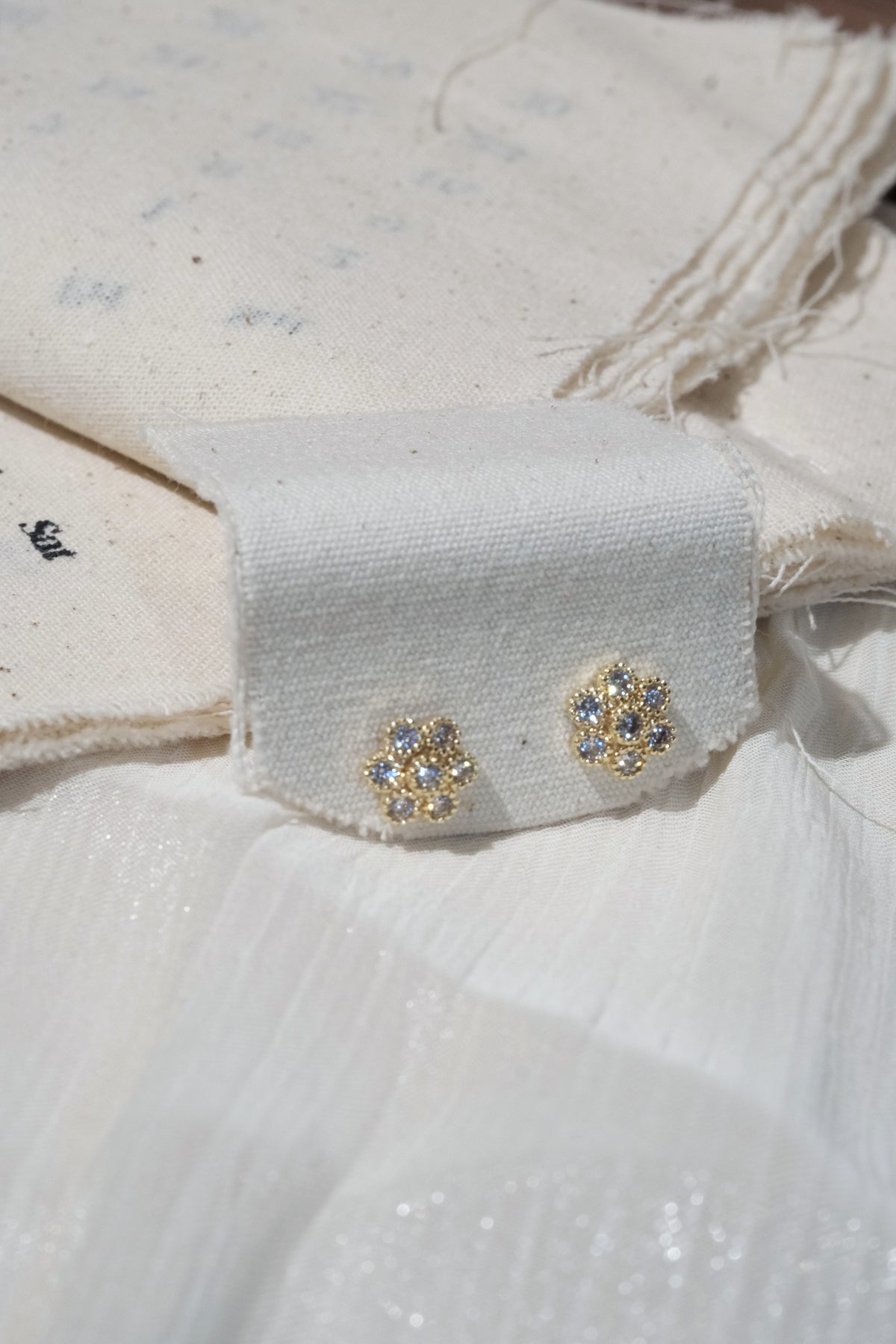 Small Round Cluster Stud Earrings — Gold