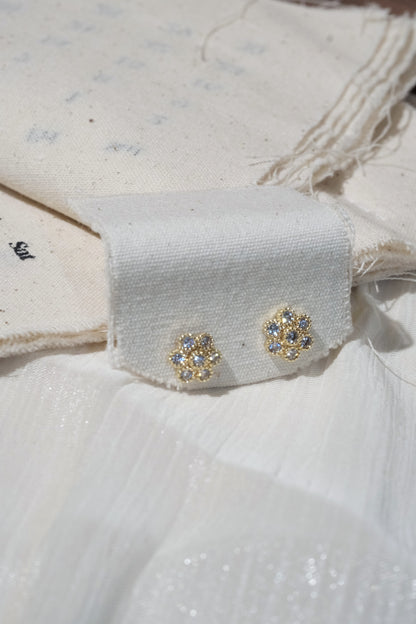 Small Round Cluster Stud Earrings — Gold