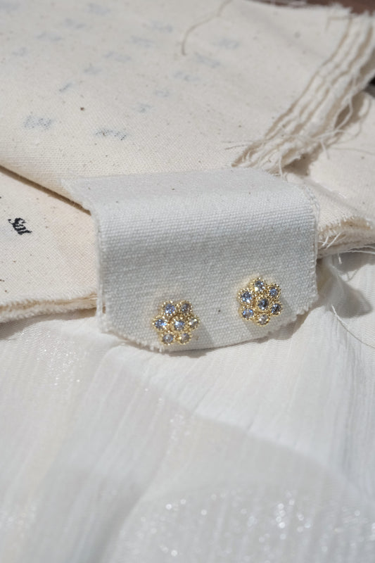 Small Round Cluster Stud Earrings — Gold
