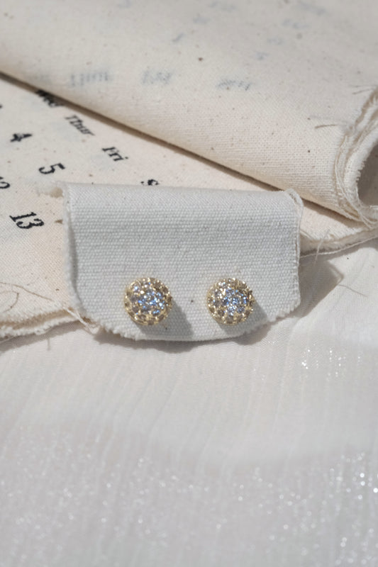 Round Halo Stud Earrings — Gold