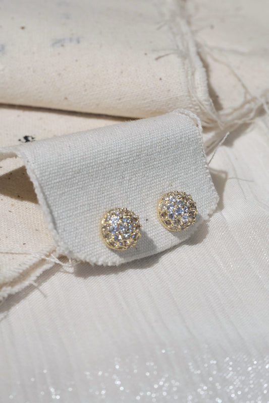 Round Halo Stud Earrings — Gold