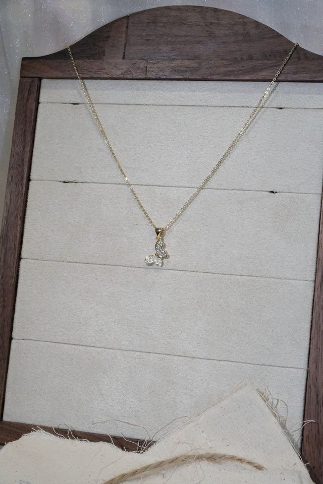 Butterfly Pendant Necklace — Gold
