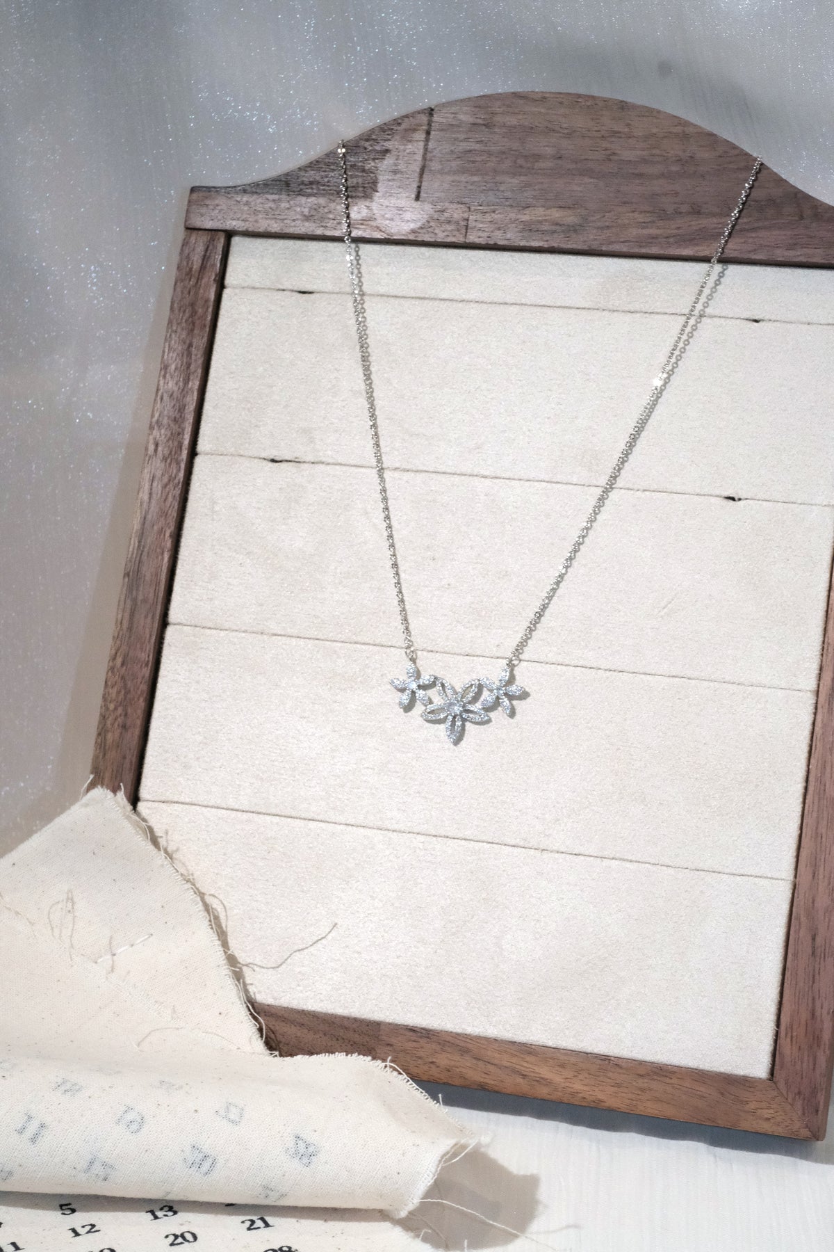 Petal Lace CZ Necklace — Silver