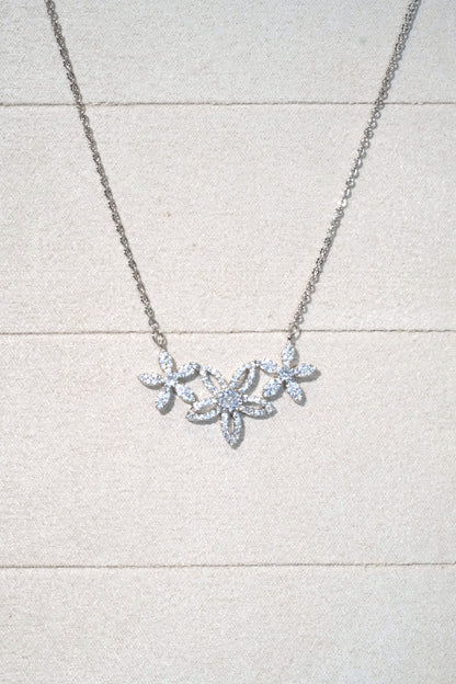 Petal Lace CZ Necklace — Silver