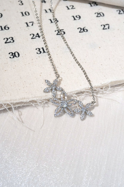 Petal Lace CZ Necklace — Silver