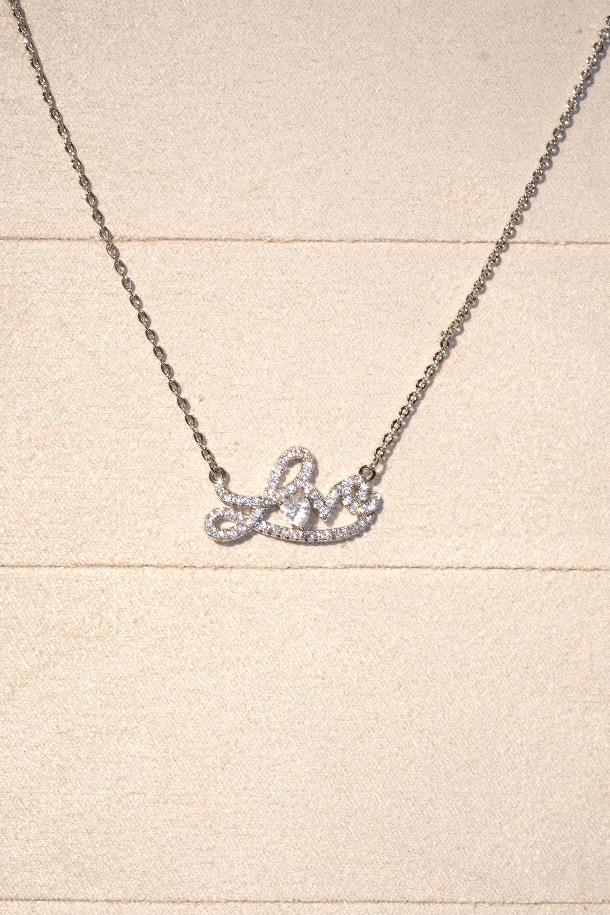 Heart CZ Necklace — Silver