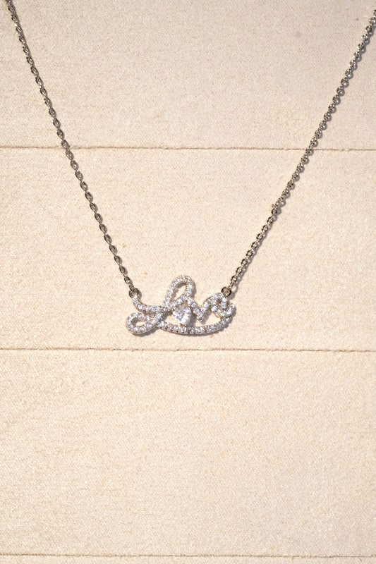 Heart CZ Necklace — Silver