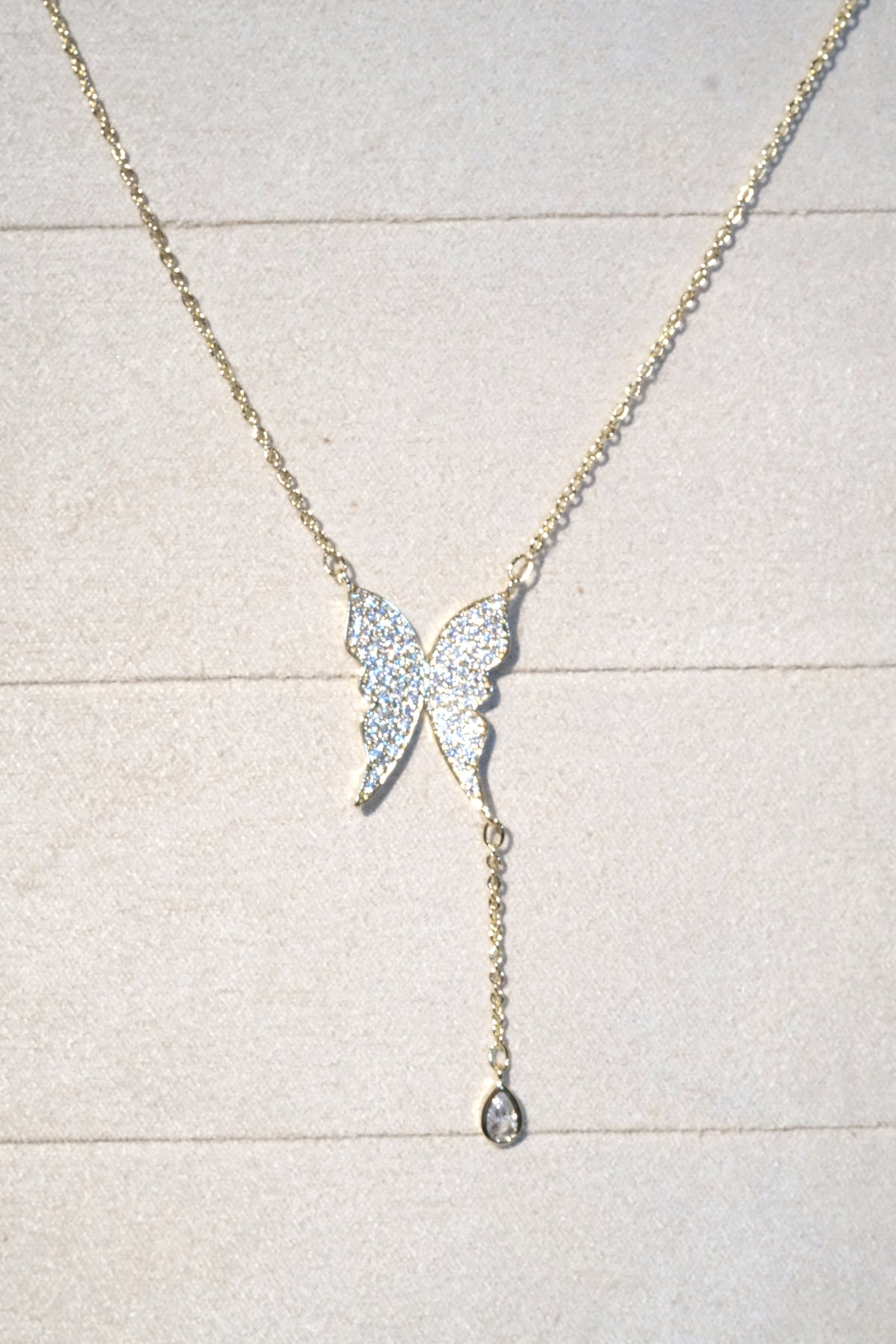 Butterfly Y Necklace — Gold