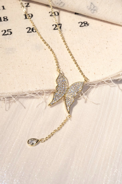 Butterfly Y Necklace — Gold