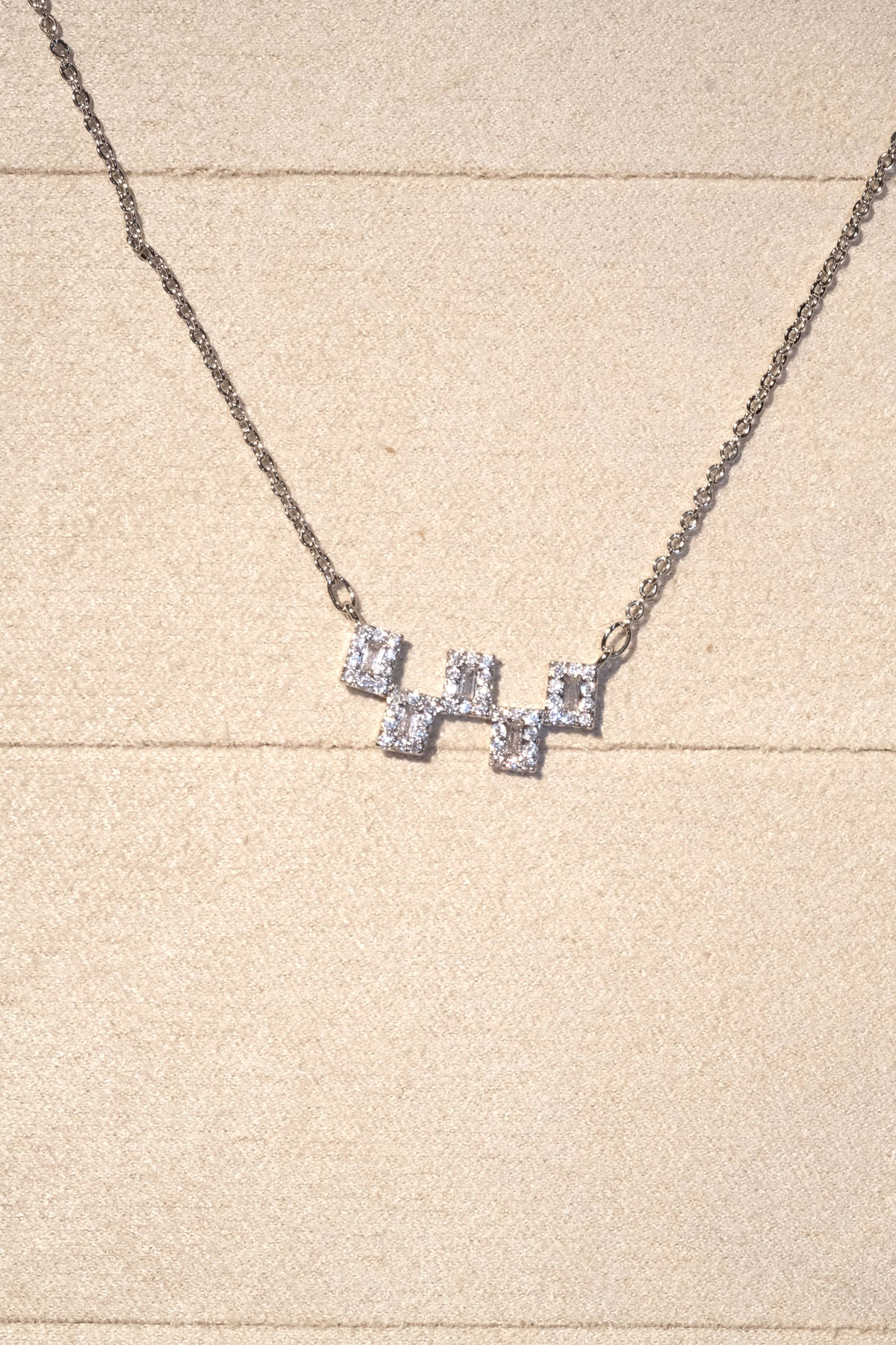 Square CZ Necklace — Silver