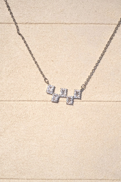 Square CZ Necklace — Silver