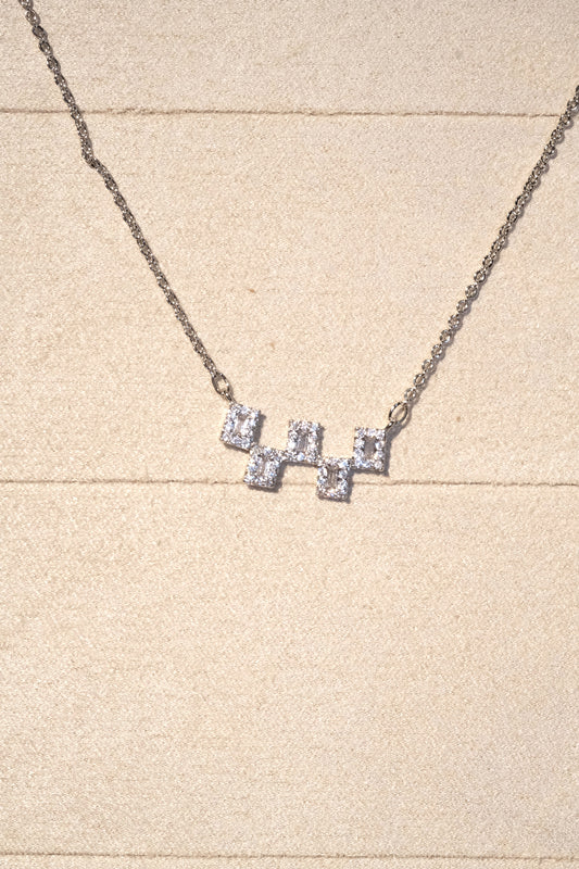 Square CZ Necklace — Silver