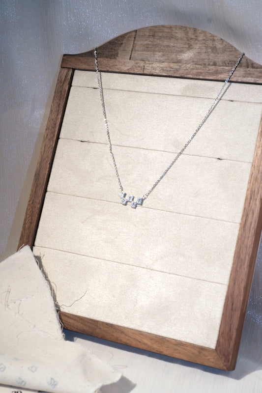 Square CZ Necklace — Silver
