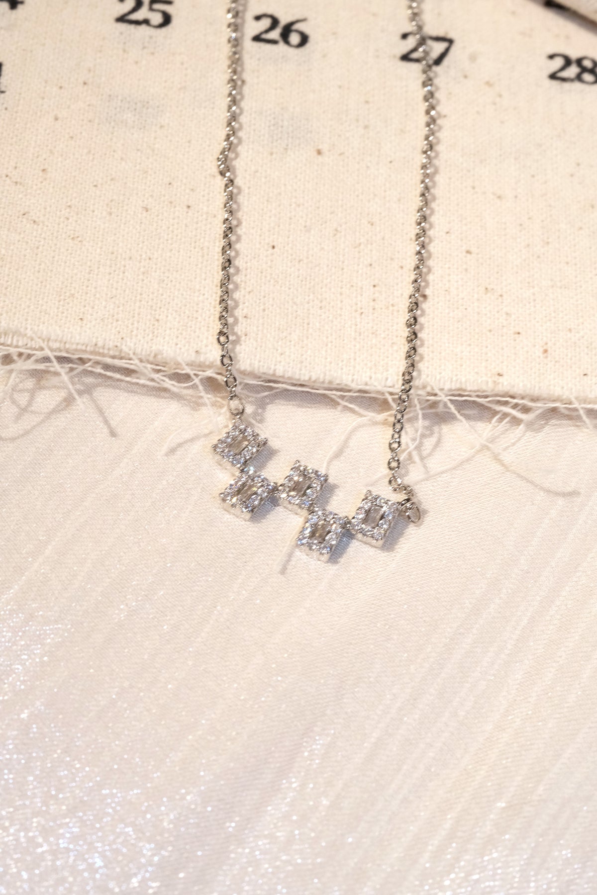 Square CZ Necklace — Silver