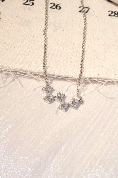 Square CZ Necklace — Silver