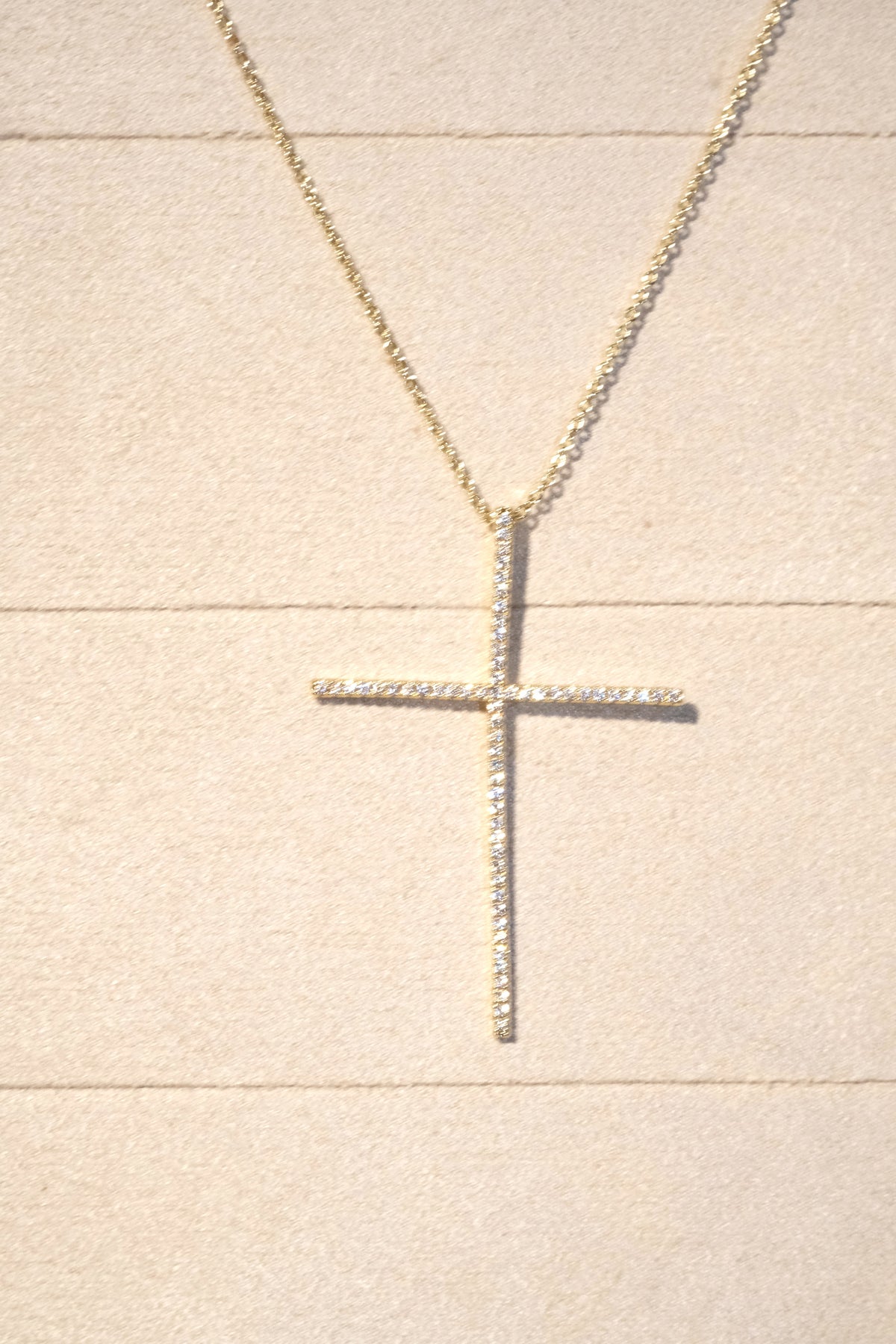 CZ Cross Necklace — Gold