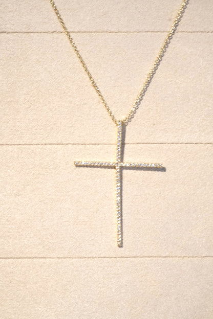 CZ Cross Necklace — Gold