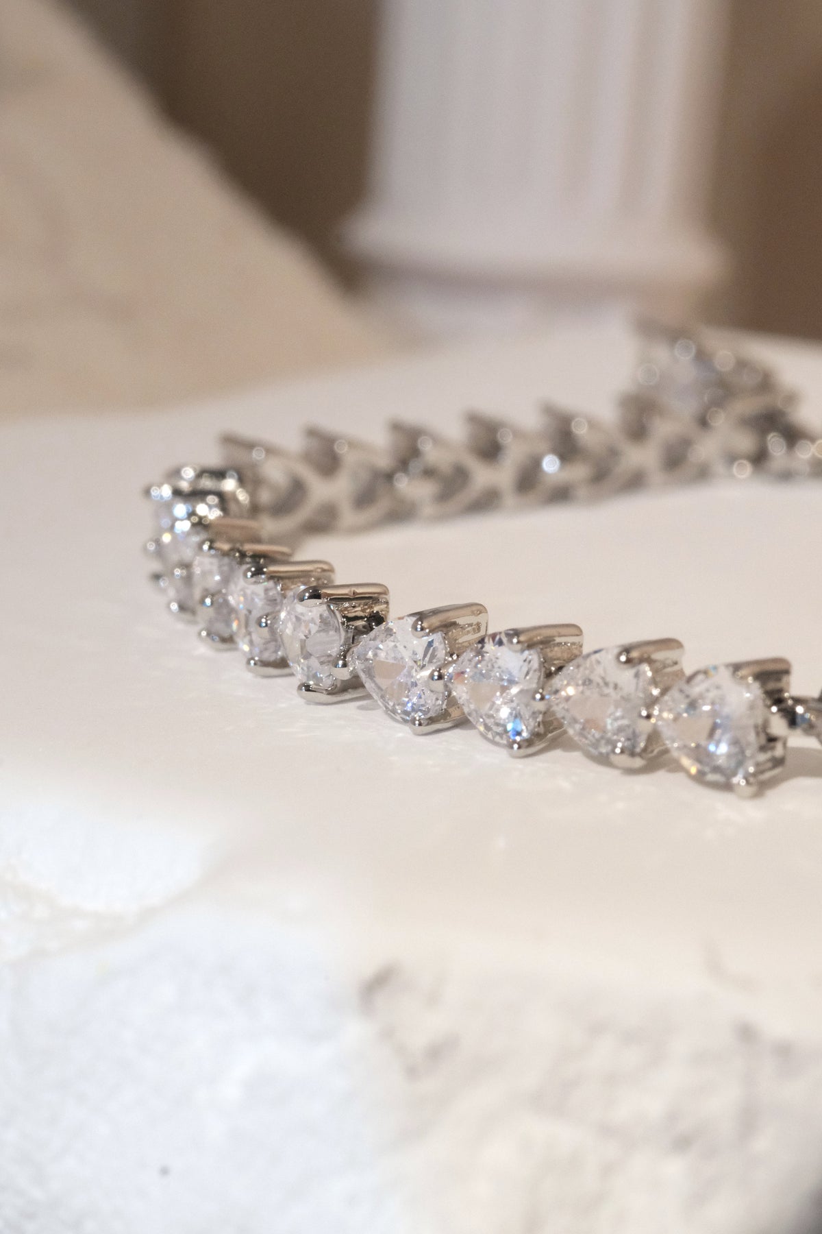 Teardrop CZ Tennis Bracelet — Silver