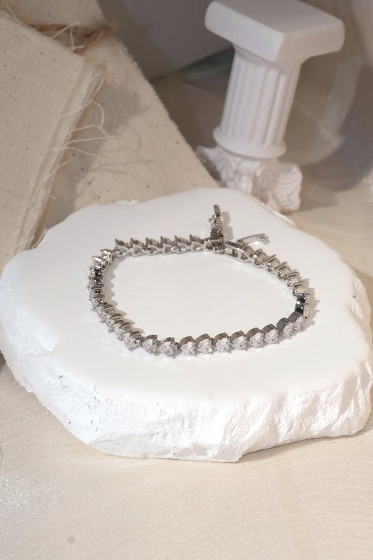 Teardrop CZ Tennis Bracelet — Silver