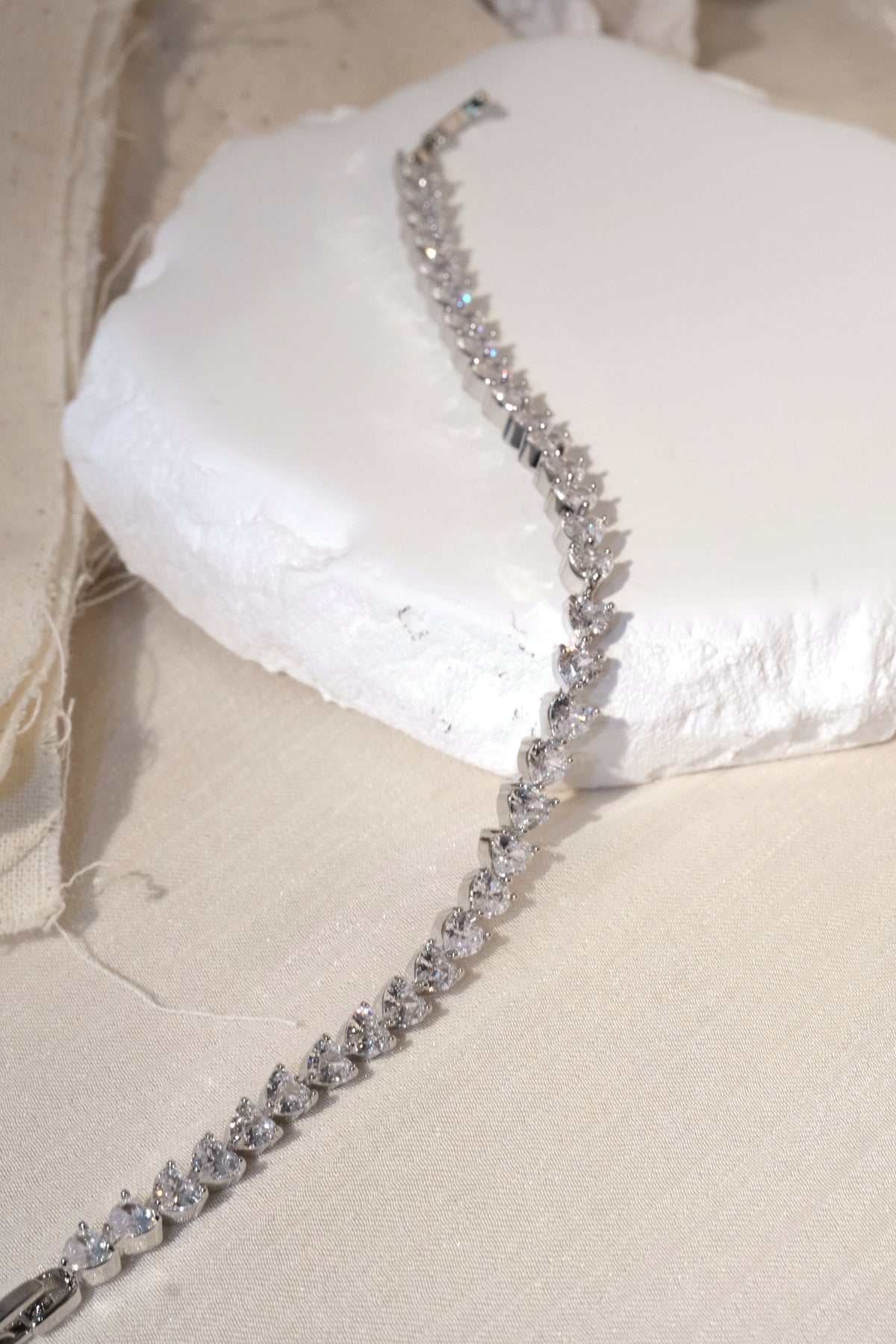 Teardrop CZ Tennis Bracelet — Silver