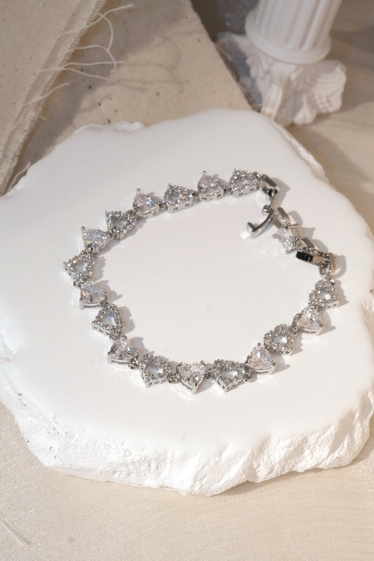 Heart CZ Bracelet — Silver