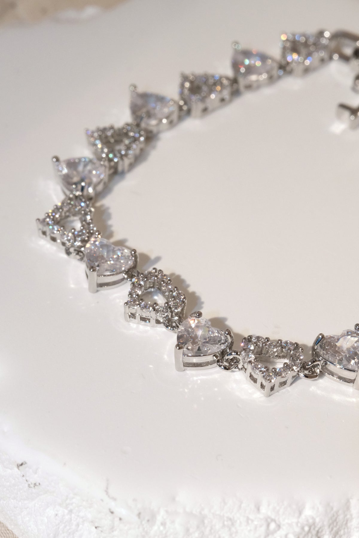 Heart CZ Bracelet — Silver