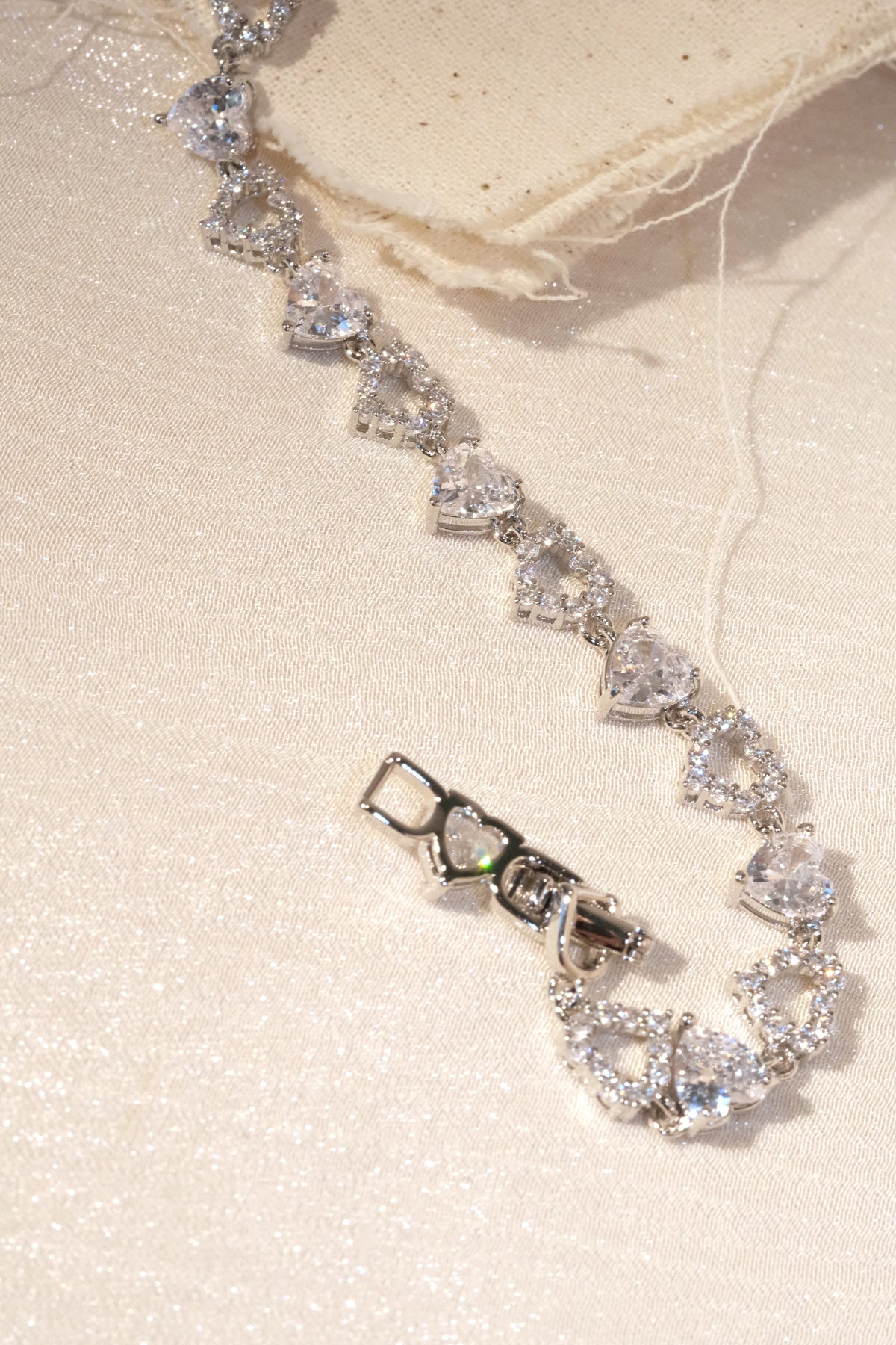 Heart CZ Bracelet — Silver