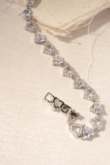 Heart CZ Bracelet — Silver