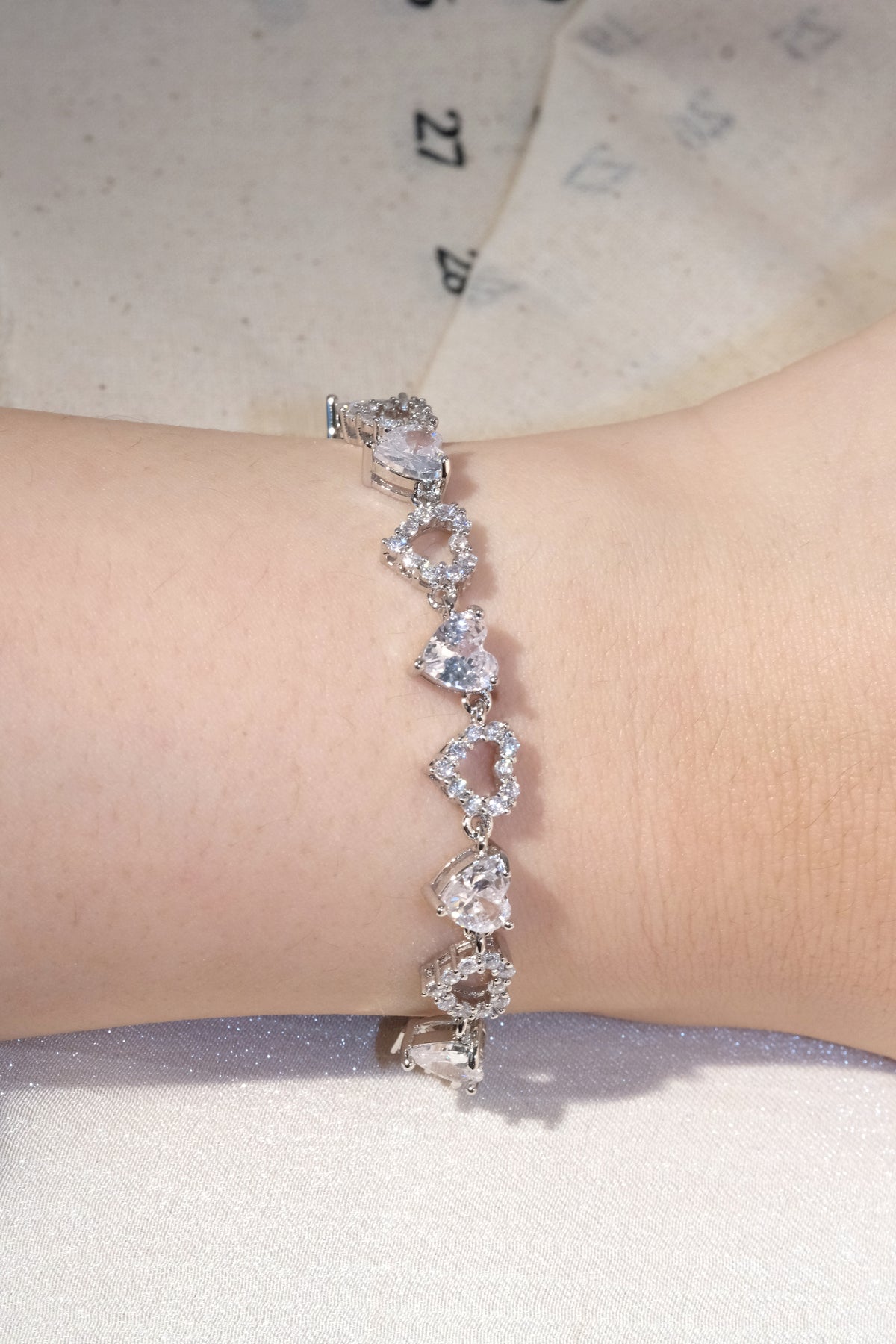Heart CZ Bracelet — Silver