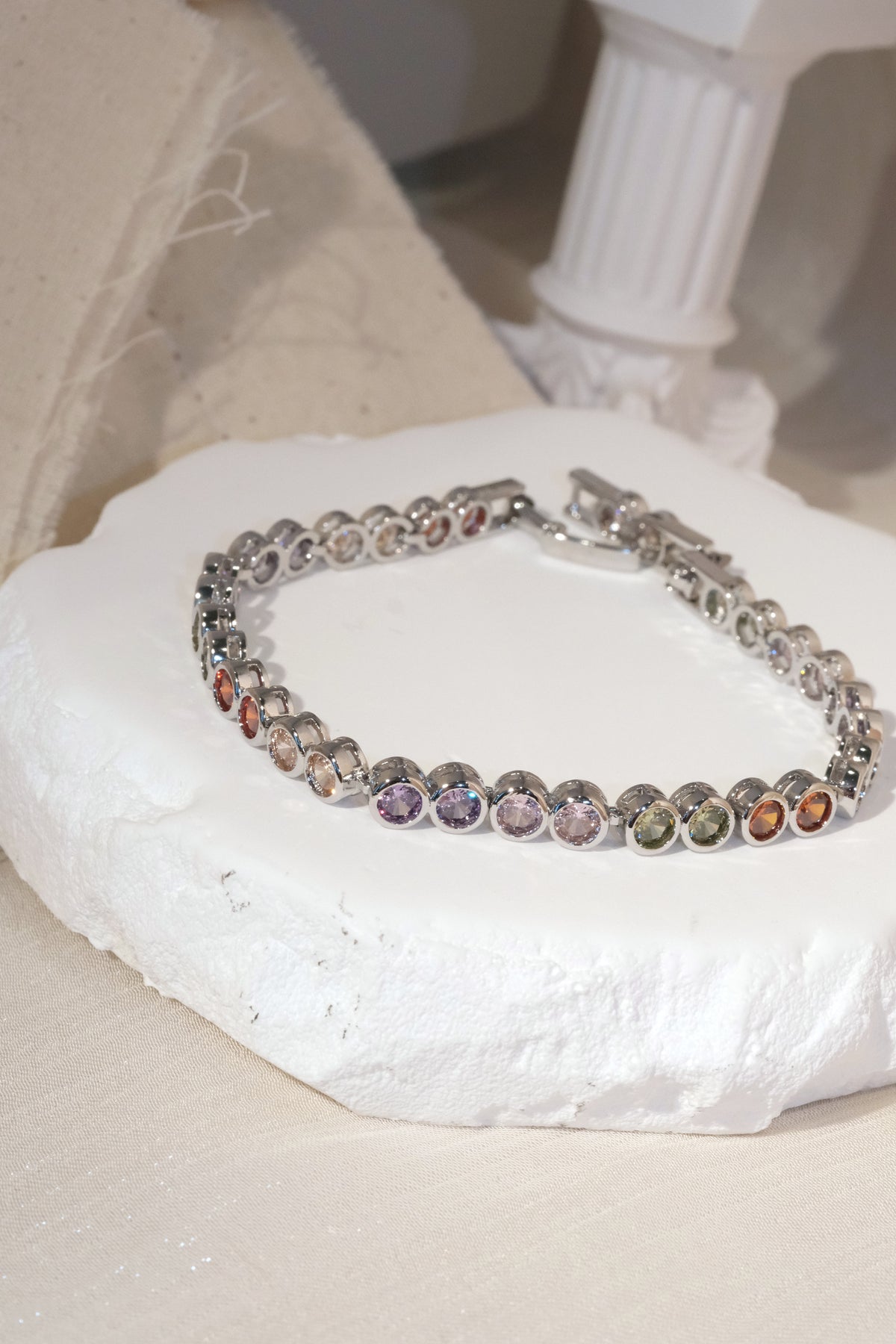 Multicolor CZ Bracelet — Silver