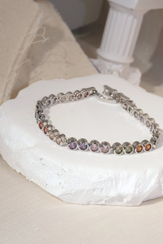Multicolor CZ Bracelet — Silver