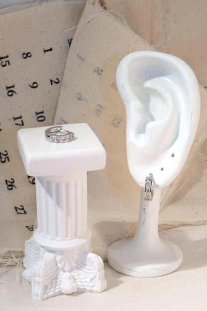 Five Stone CZ Huggie Earrings — Silver