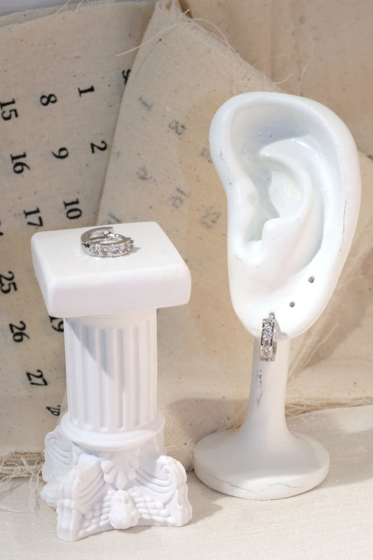 Five Stone CZ Huggie Earrings — Silver