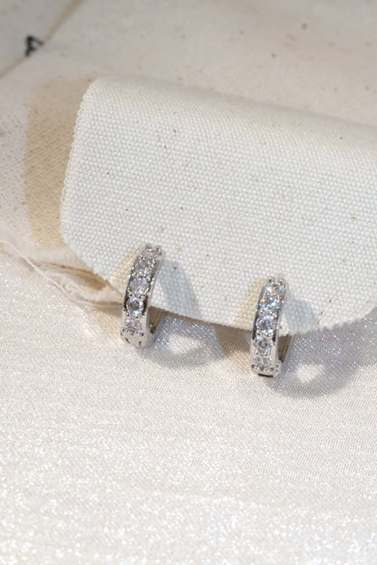Five Stone CZ Huggie Earrings — Silver