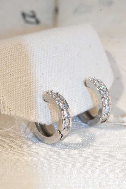 Five Stone CZ Huggie Earrings — Silver