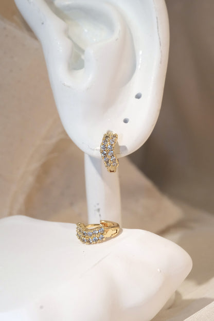Double CZ Huggie Earrings — Gold