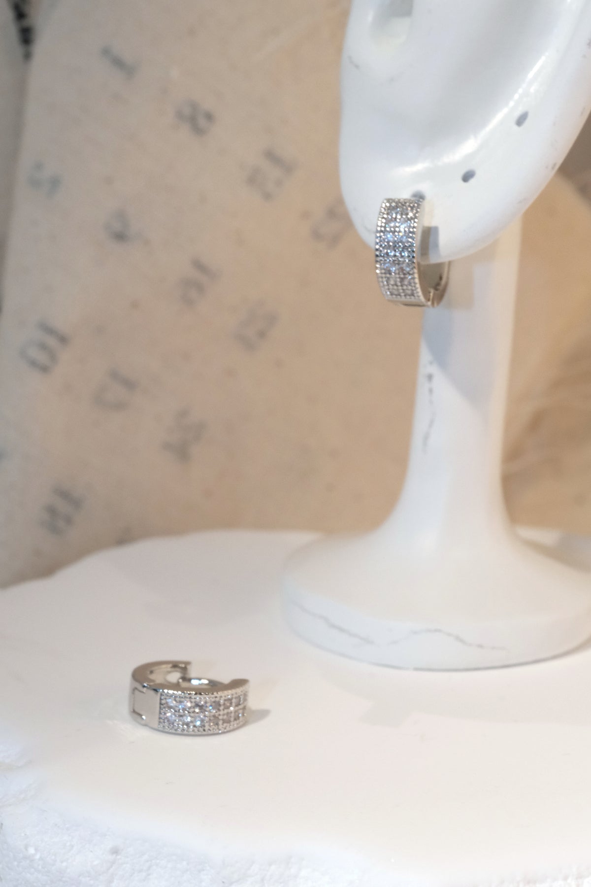 Pavé Hoop Earrings — Silver