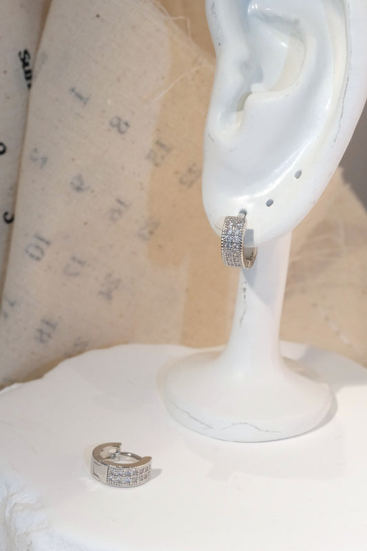 Pavé Hoop Earrings — Silver