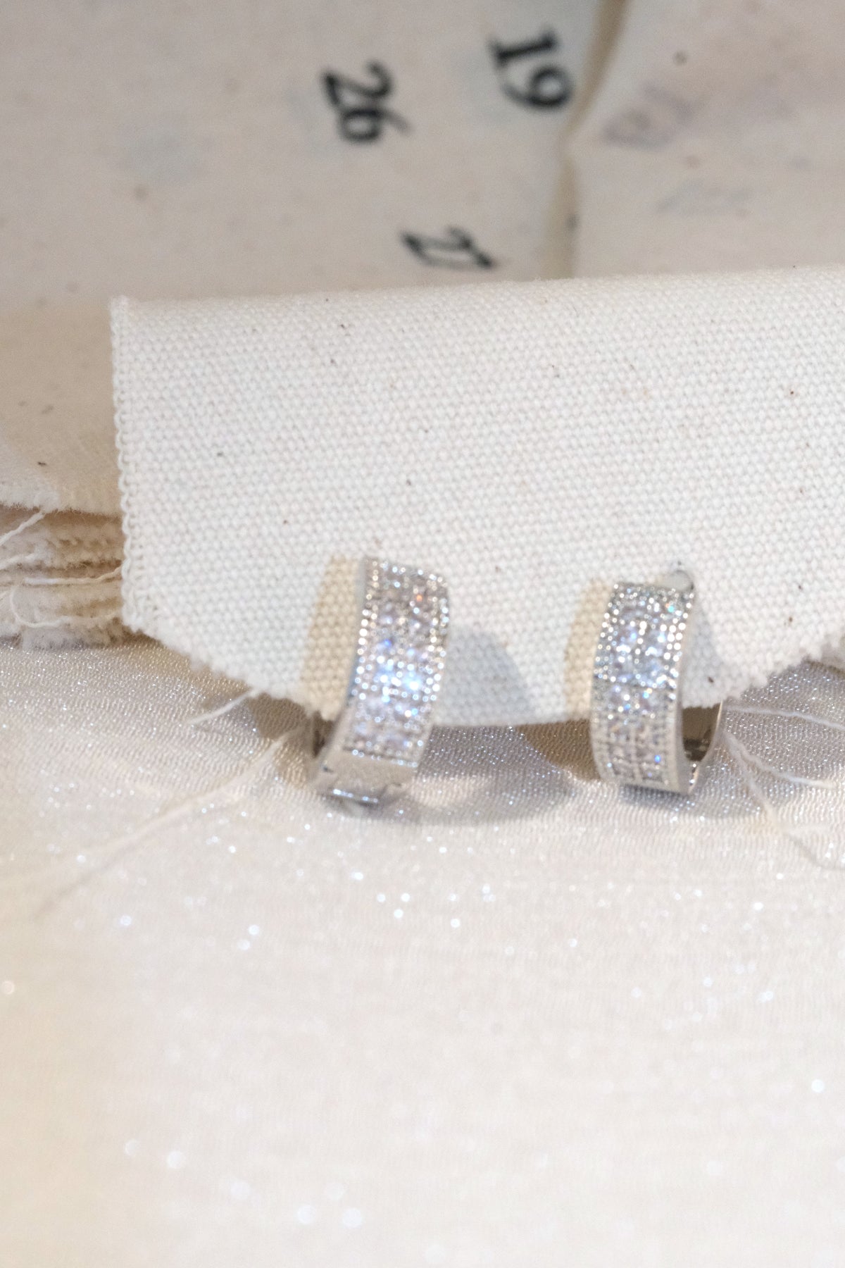 Pavé Hoop Earrings — Silver